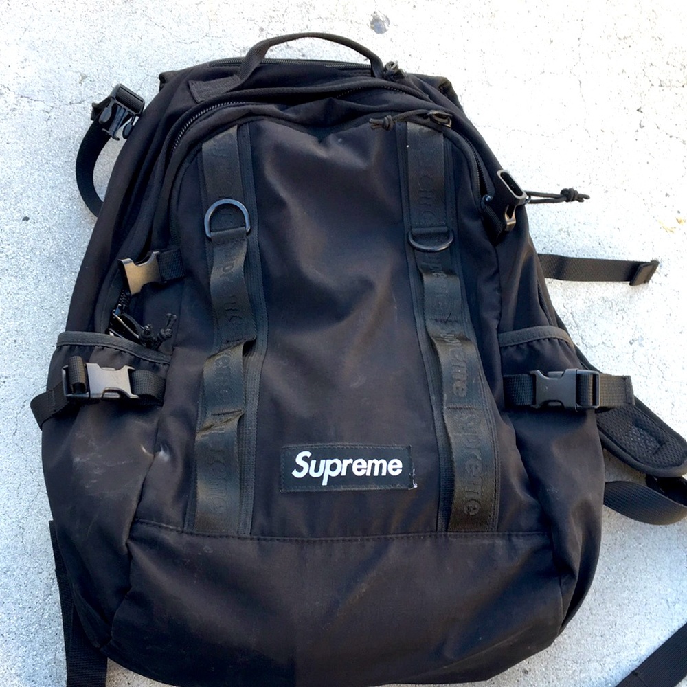 Black supreme front clip backpack